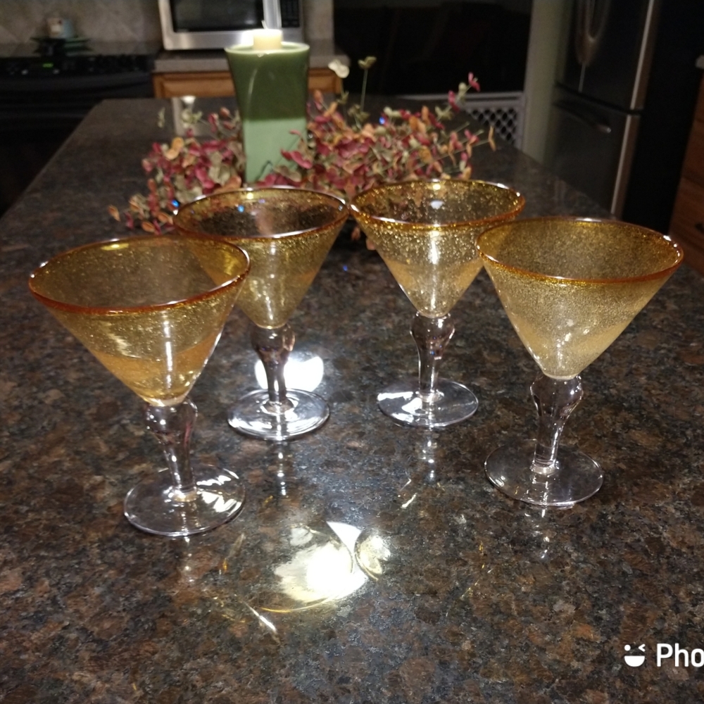 Citrine Yellow Bubble Martini Glasses